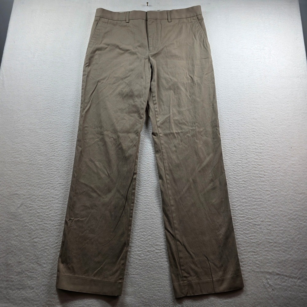 Express Producer Mens Khaki‎ Tan Pinstripe Pants 34x34 Cotton Stretch 504690